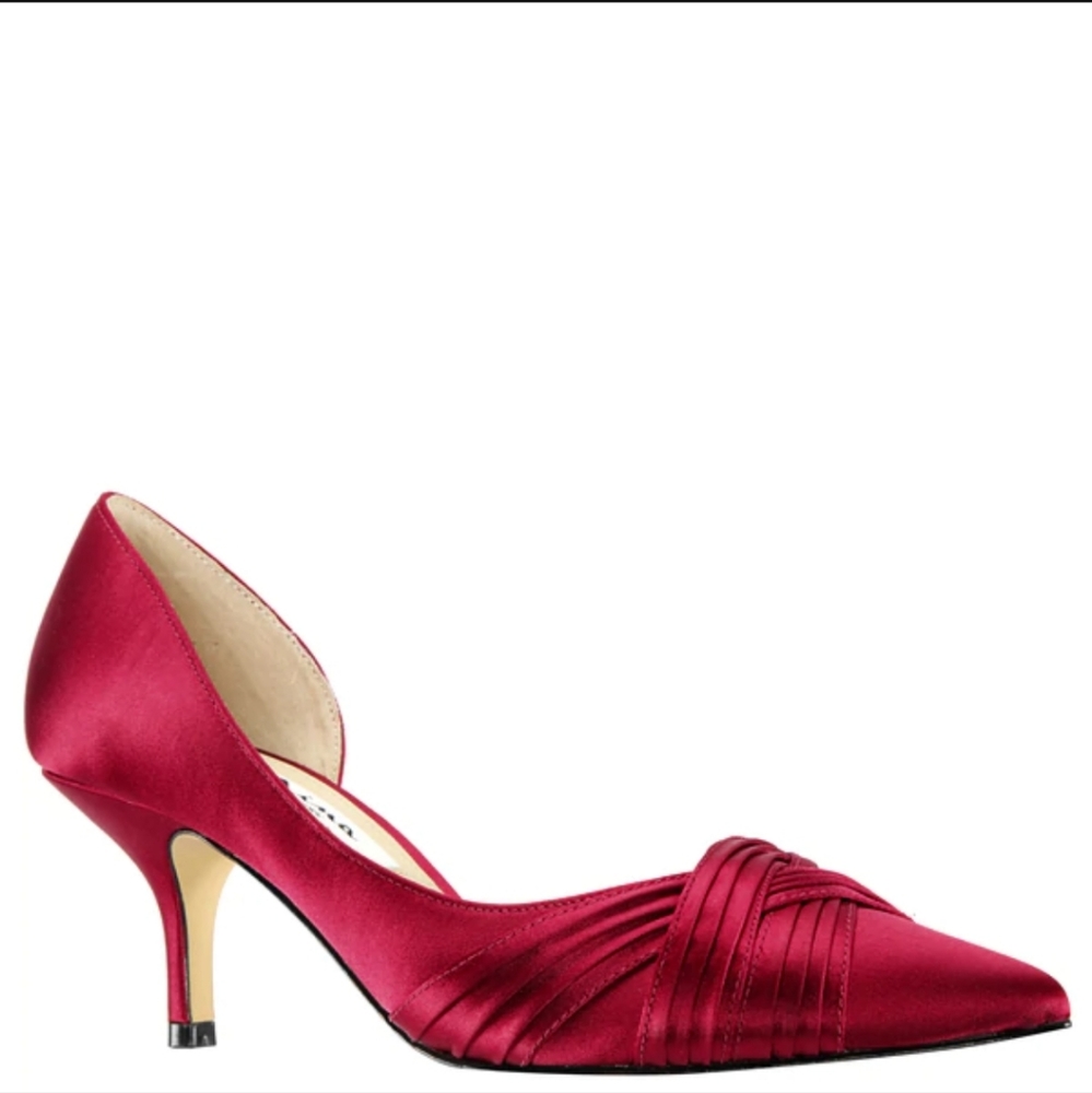 Nina Blakely Heel in Crimson Satin NIB